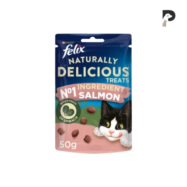 felix cat treat delicious salmon spinach