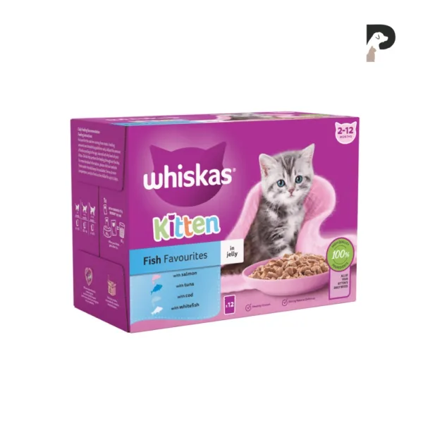 whiskas kitten 2 12 months fish favourites in jelly 85g