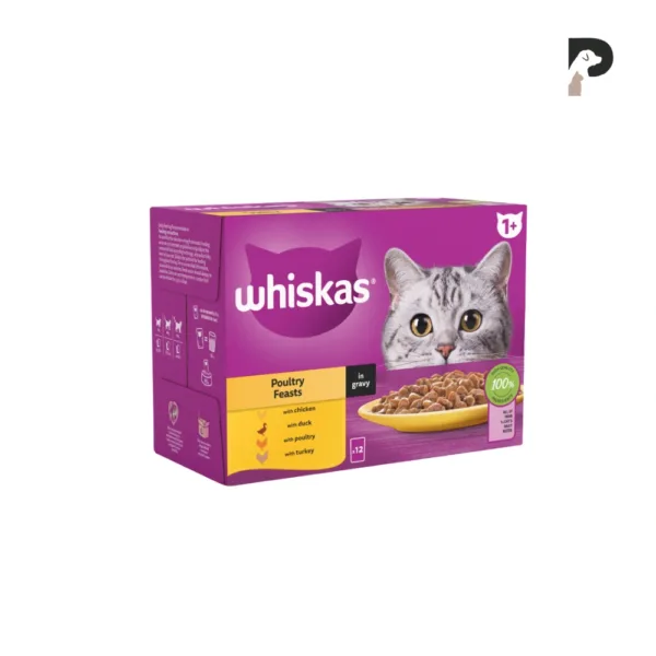 whiskas poultry feasts adult wet cat food pouches gravy